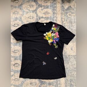 TINY by‎ Anthropologie Black Embroidered Cotton Top XS Excellent Condition